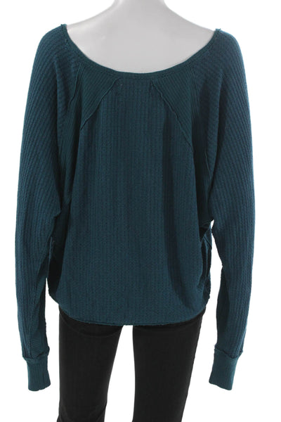 We The Free Women Pullover Sweatshirt Blue V-Neck Long Sleeve Boho Size XS