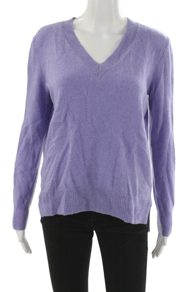 Saks Fifth Avenue Unisex Purple 100%Cashmere V Neck Longsleeve Pullover Size L