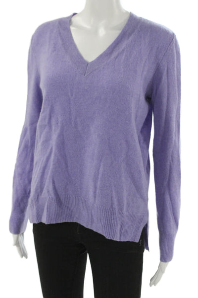 Saks Fifth Avenue Unisex Purple 100%Cashmere V Neck Longsleeve Pullover Size L