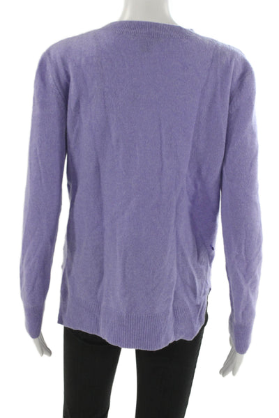 Saks Fifth Avenue Unisex Purple 100%Cashmere V Neck Longsleeve Pullover Size L