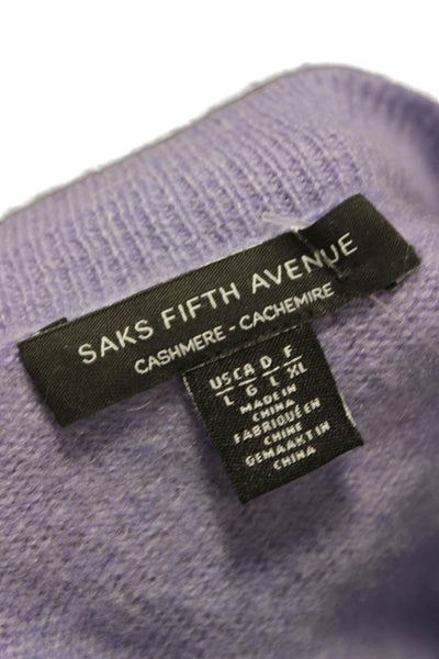 Saks Fifth Avenue Unisex Purple 100%Cashmere V Neck Longsleeve Pullover Size L