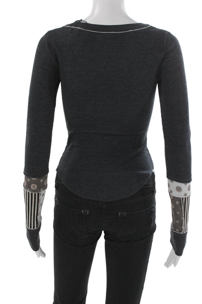 We The Free Women Bohemian Polka Dot Cotton Long Sleeve Button Top Size XS