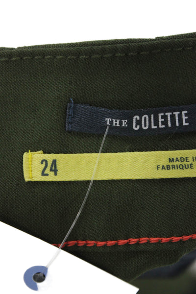 Maeve Anthropologie Women Cropped Chino Pants Green Button Size 24