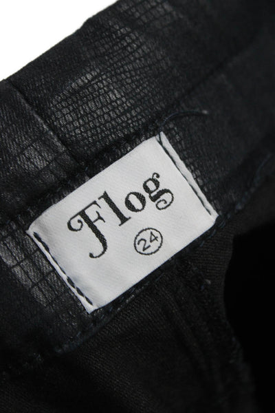 Flog Unisex Black Jogger Pants Drawstring Cotton Stretch Size 24