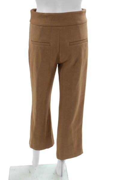 Veronica Beard Womens Cropped Dress Pants Brown Herringbone Hook & Eye Size 0