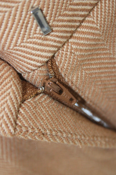 Veronica Beard Womens Cropped Dress Pants Brown Herringbone Hook & Eye Size 0