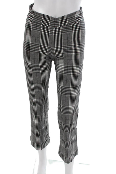 Avenue Montaigne Womens Cropped Plaid Dress Pants Black Zip Size 0