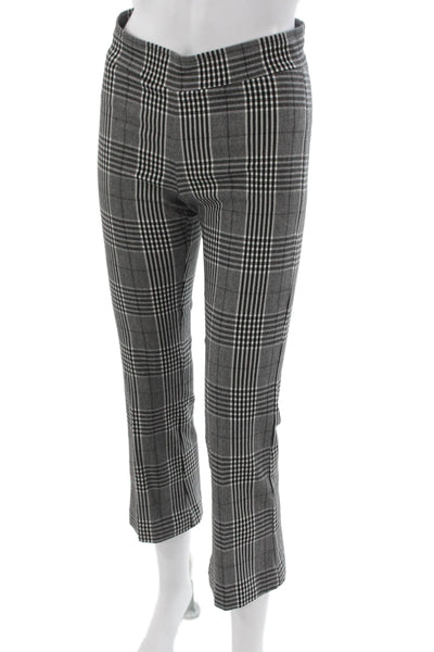 Avenue Montaigne Womens Cropped Plaid Dress Pants Black Zip Size 0