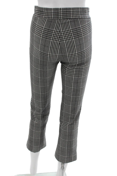 Avenue Montaigne Womens Cropped Plaid Dress Pants Black Zip Size 0