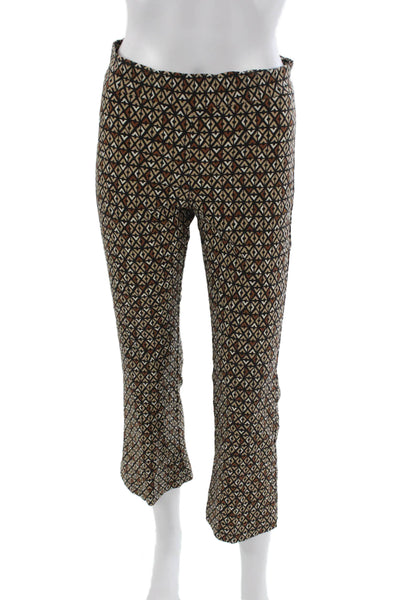 Avenue Montaigne Womens Cropped Beige Aztec Geometric Pants Size 2