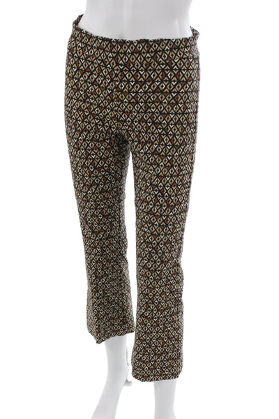 Avenue Montaigne Womens Cropped Beige Aztec Geometric Pants Size 2