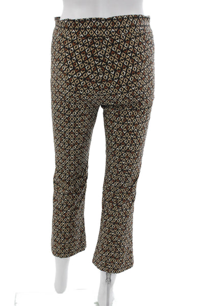 Avenue Montaigne Womens Cropped Beige Aztec Geometric Pants Size 2