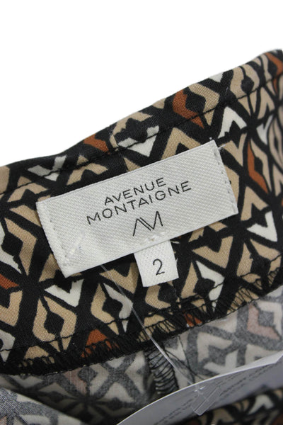 Avenue Montaigne Womens Cropped Beige Aztec Geometric Pants Size 2
