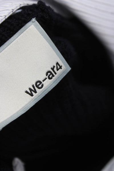 We-Ar4 Unisex Cardigan Dark Blue Wool Collared Button Long Sleeve Size M