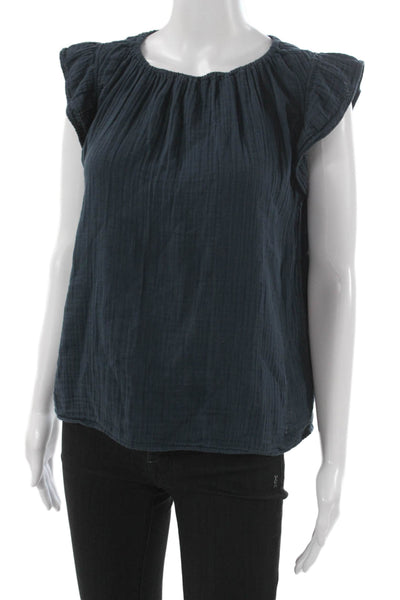 Velvet Graham & Spencer Womens Dark Blue Cotton Basic Cap Sleeve Blouse Size XS