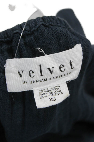 Velvet Graham & Spencer Womens Dark Blue Cotton Basic Cap Sleeve Blouse Size XS
