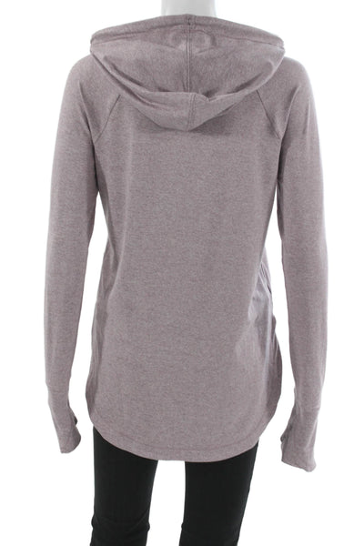 Athleta Women Purple Pullover Hoodie Drawstring Long Sleeve Petite Size XS