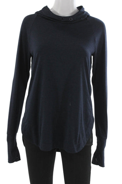 Athleta Women Dark Blue Pullover Hoodie Mock Neck Long Sleeve Size XS