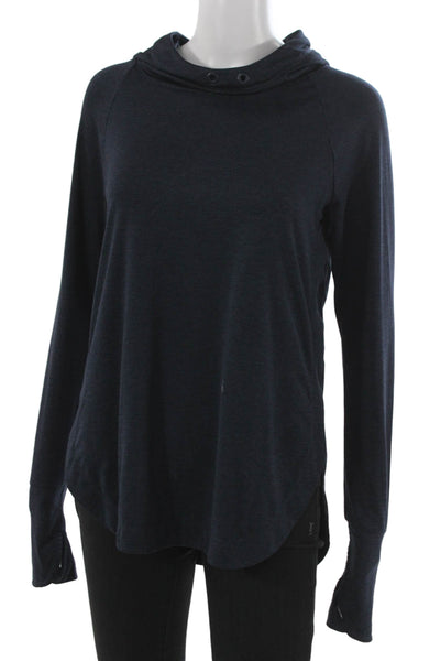 Athleta Women Dark Blue Pullover Hoodie Mock Neck Long Sleeve Size XS