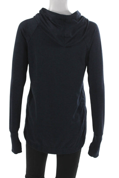 Athleta Women Dark Blue Pullover Hoodie Mock Neck Long Sleeve Size XS