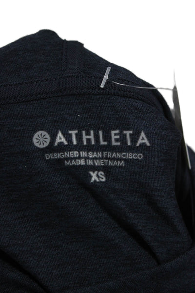 Athleta Women Dark Blue Pullover Hoodie Mock Neck Long Sleeve Size XS