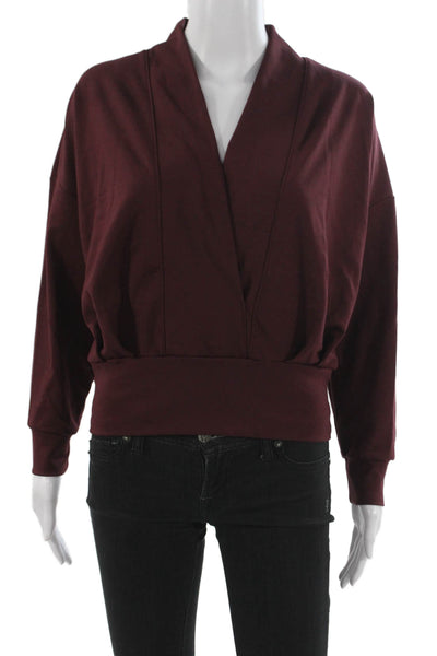 The Kno Women Pullover Sweatshirts Brown Mock Neck 3/4 Sleeve Size XS