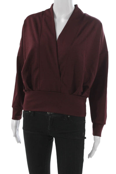 The Kno Women Pullover Sweatshirts Brown Mock Neck 3/4 Sleeve Size XS