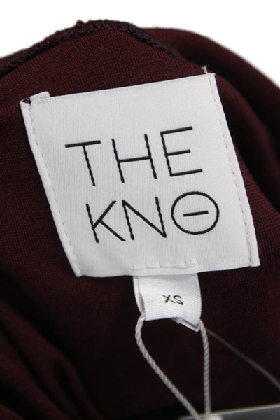 The Kno Women Pullover Sweatshirts Brown Mock Neck 3/4 Sleeve Size XS