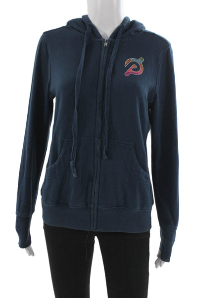 Peloton Womens Full-zip Hoodies Dark Blue Graphic Size S