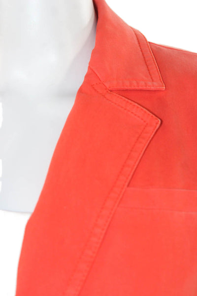 Cinq A Sept Women Orange Collared Button Cotton Blend 3/4 Sleeve Blazer Size 2