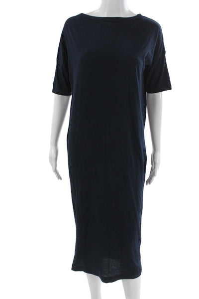Demylee Women Dark Blue T-Shirt Dress 100% Pima Cotton Short Sleeve Size XS
