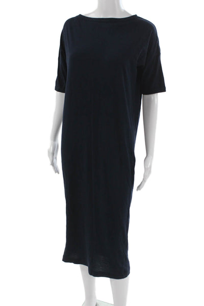 Demylee Women Dark Blue T-Shirt Dress 100% Pima Cotton Short Sleeve Size XS