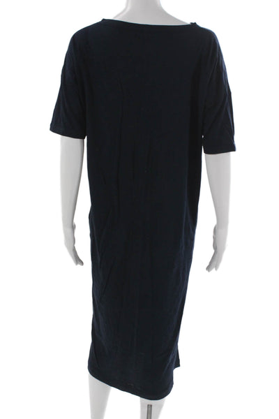 Demylee Women Dark Blue T-Shirt Dress 100% Pima Cotton Short Sleeve Size XS