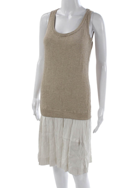 Hanro Women Tank Sweater Dress Beige Round Neck Knee Length Size XS