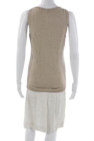 Hanro Women Tank Sweater Dress Beige Round Neck Knee Length Size XS
