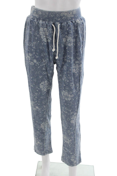 Splendid Unisex Blue Floral Jogger Sweatpants 100% Cotton Drawstring Size XS