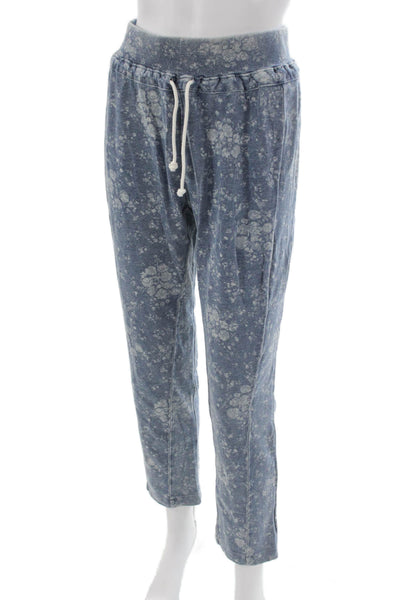 Splendid Unisex Blue Floral Jogger Sweatpants 100% Cotton Drawstring Size XS