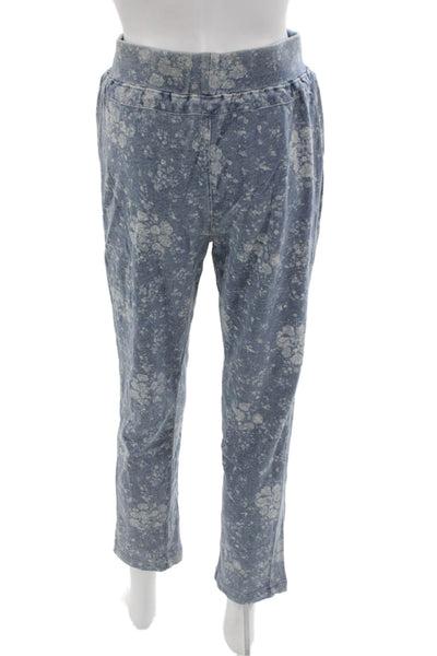 Splendid Unisex Blue Floral Jogger Sweatpants 100% Cotton Drawstring Size XS