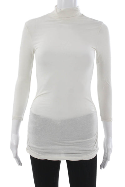 Standard James Perse Womens White Cotton Mock Neck Long Sleeve Tunic Size 1