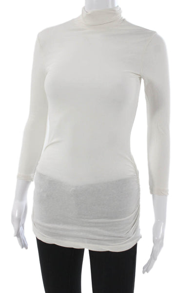 Standard James Perse Womens White Cotton Mock Neck Long Sleeve Tunic Size 1