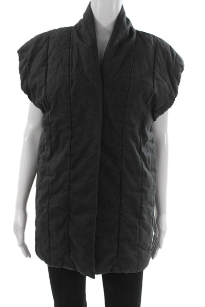 Acne Unisex Quilted Varsity Jacket Dark Gray Wool Size 36