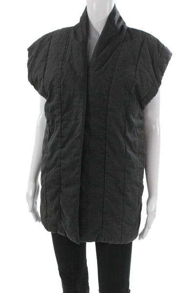 Acne Unisex Quilted Varsity Jacket Dark Gray Wool Size 36