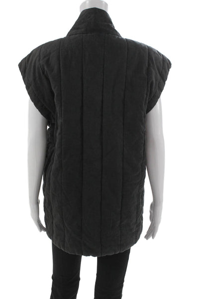 Acne Unisex Quilted Varsity Jacket Dark Gray Wool Size 36