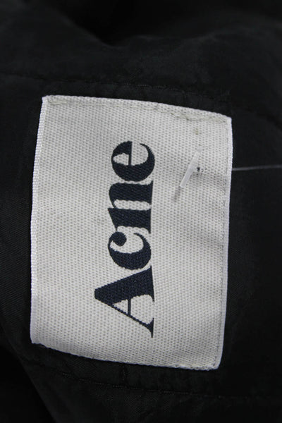 Acne Unisex Quilted Varsity Jacket Dark Gray Wool Size 36