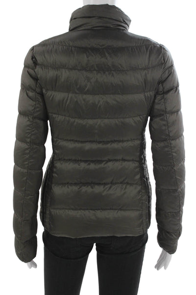 Uniqlo Women Dark Gray Quilted Puffer Jacket High Neck Zip Nylon Size XS