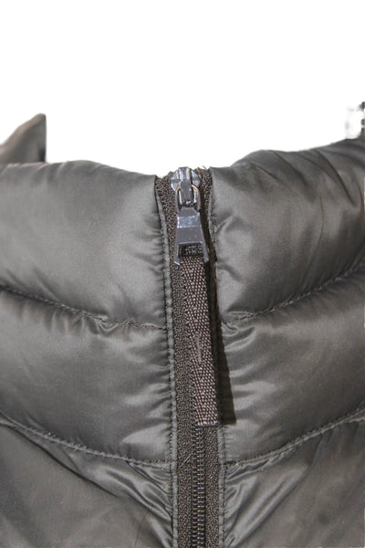 Uniqlo Women Dark Gray Quilted Puffer Jacket High Neck Zip Nylon Size XS