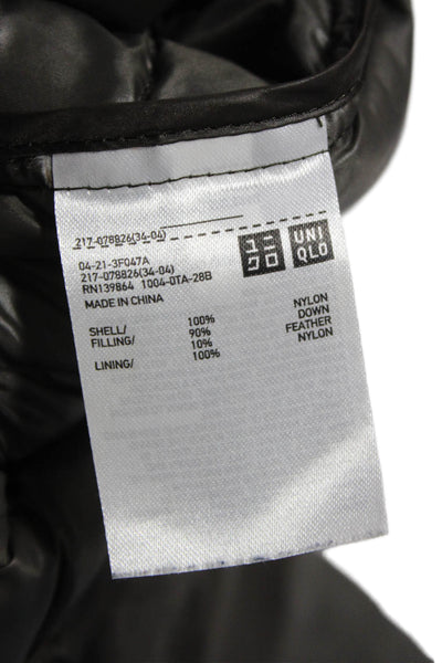Uniqlo Women Dark Gray Quilted Puffer Jacket High Neck Zip Nylon Size XS