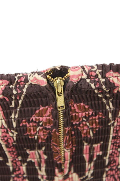 Cara Cara Women Floral Square Neck 2 Piece Brown Buckle Sleeveless Top Size 2