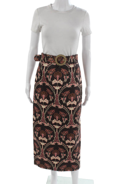 Cara Cara Women Floral Square Neck 2 Piece Brown Buckle Sleeveless Top Size 2