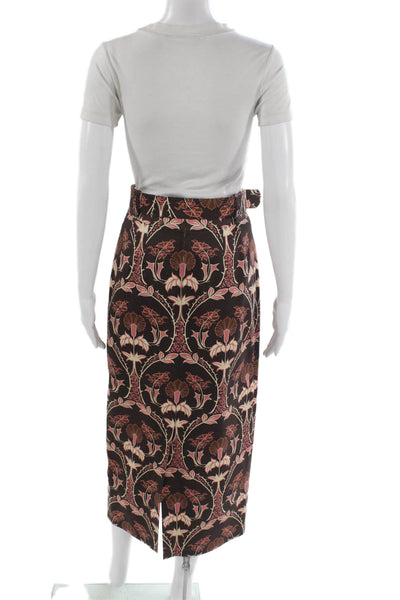 Cara Cara Women Floral Square Neck 2 Piece Brown Buckle Sleeveless Top Size 2